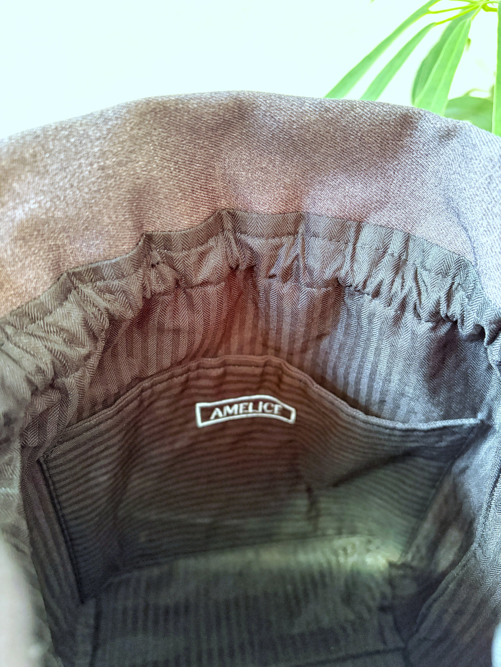 -Noël Bloom-ノエルに咲く刺繍巾着バッグ 【グレー】