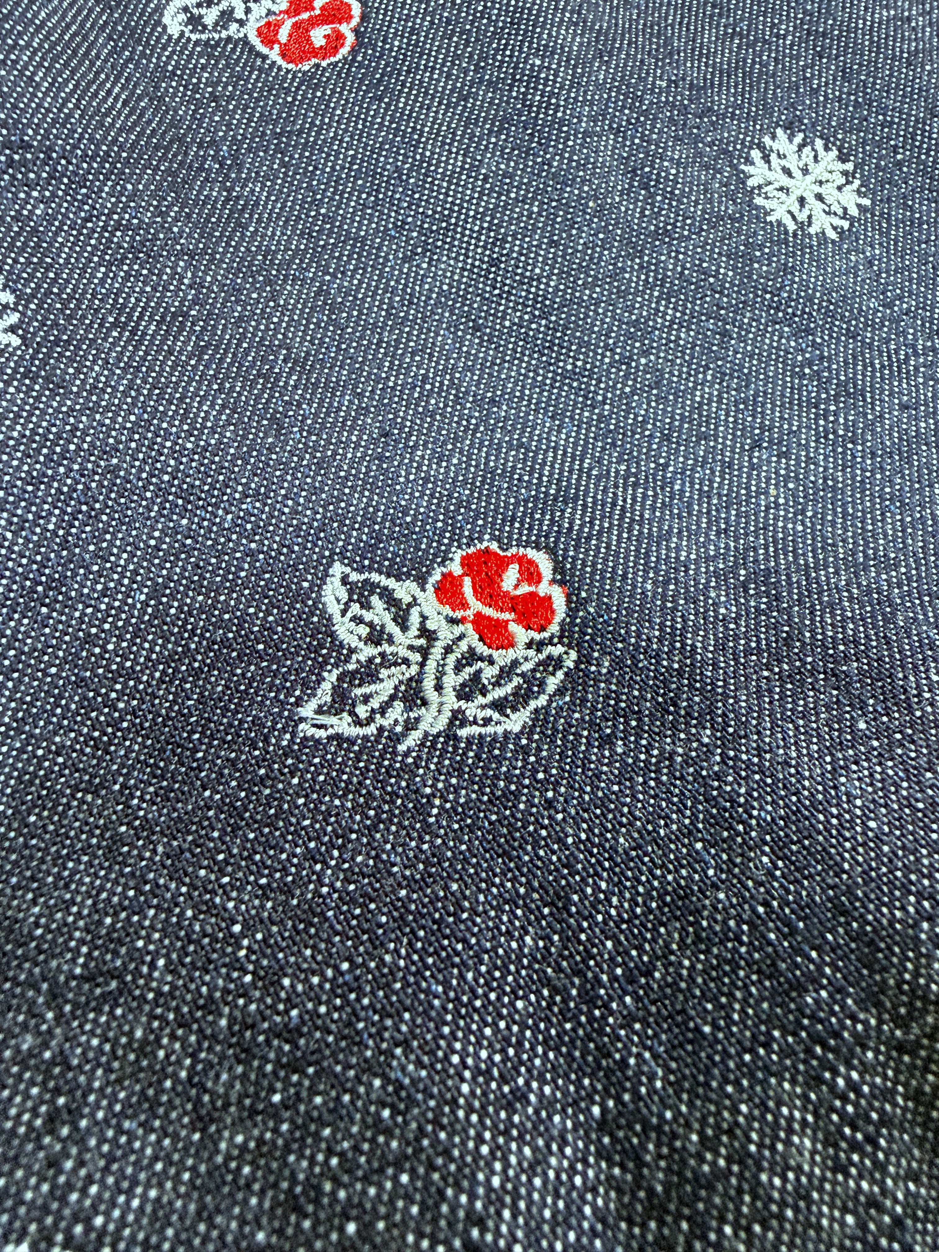 -Noël Bloom-ノエルに咲く刺繍巾着バッグ 【デニムブルー】