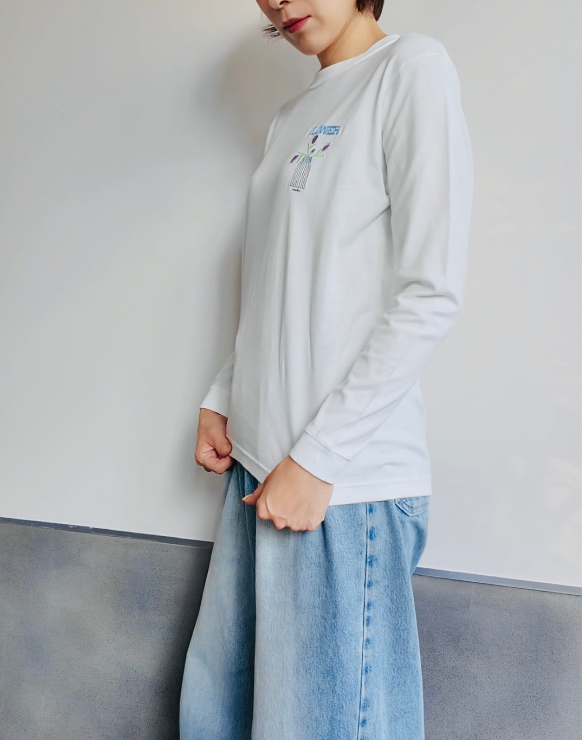 【チューリップ刺繍】長袖Tシャツ