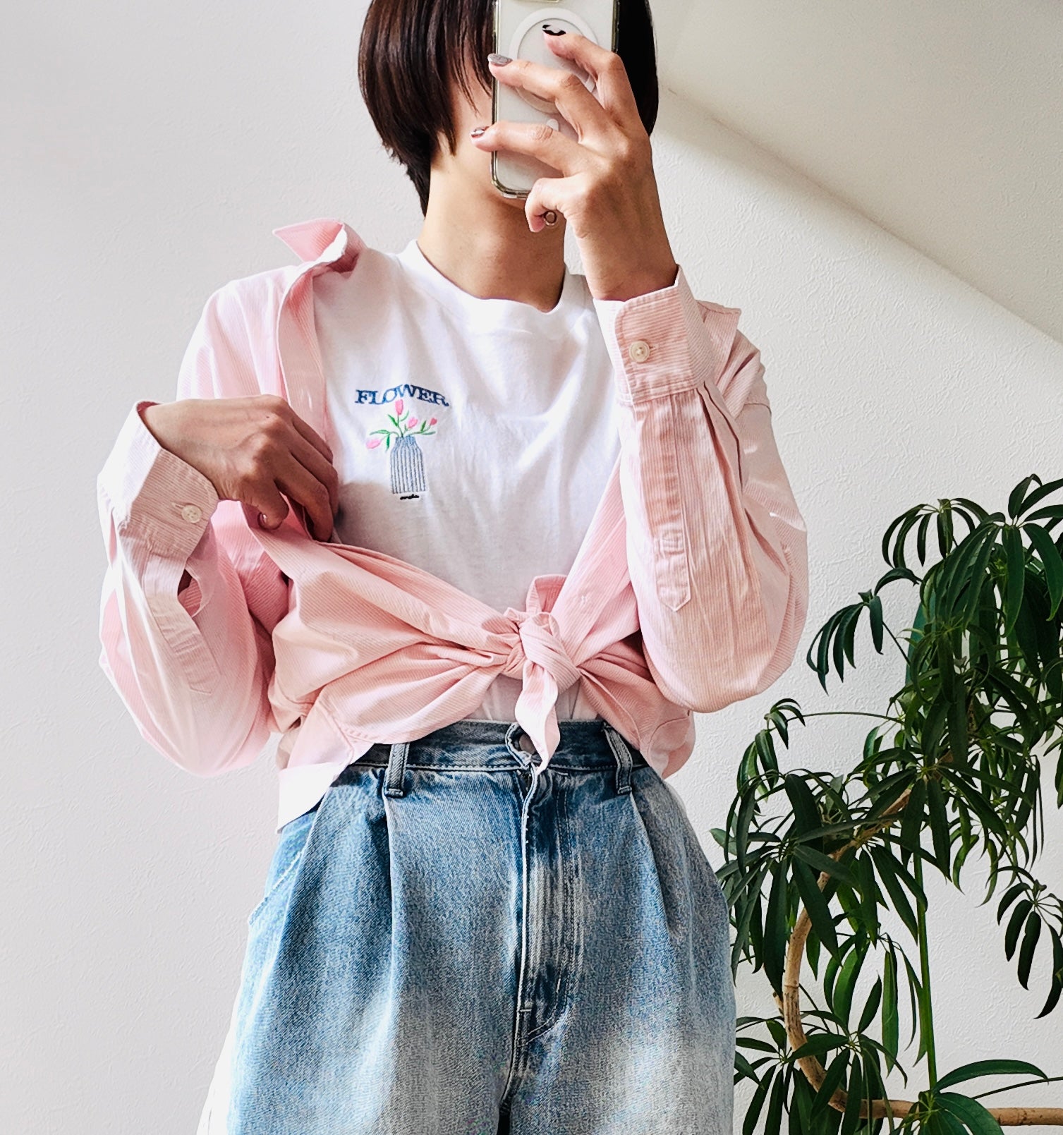 【チューリップ刺繍】長袖Tシャツ