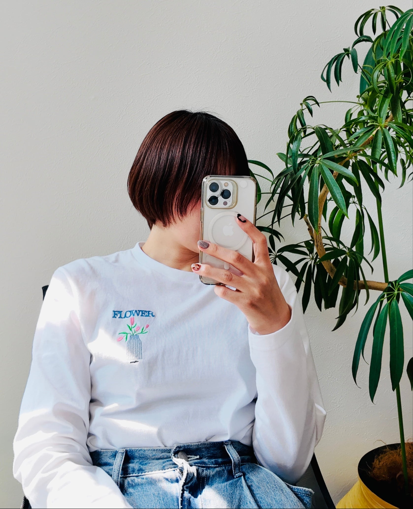 【チューリップ刺繍】長袖Tシャツ
