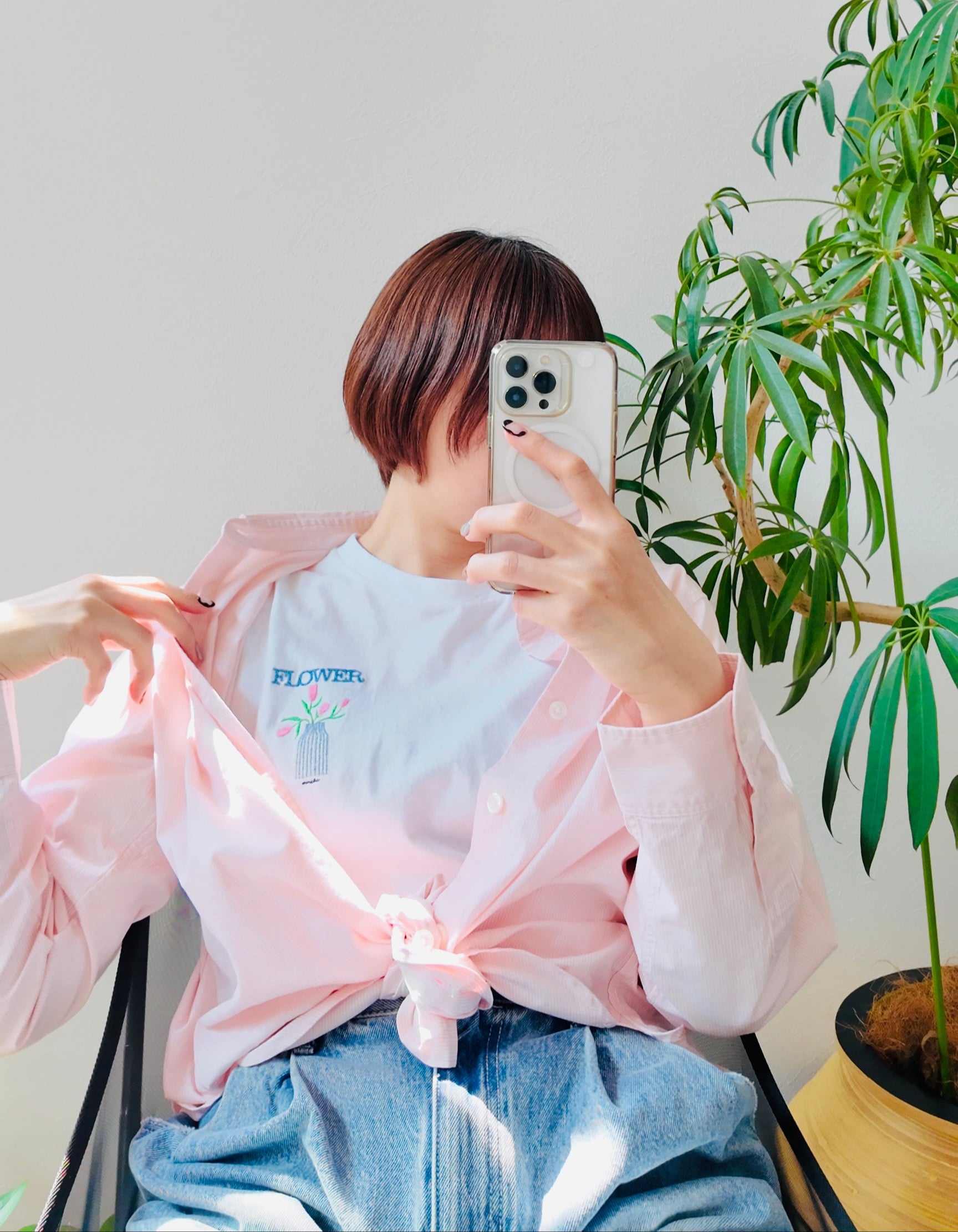 【チューリップ刺繍】長袖Tシャツ