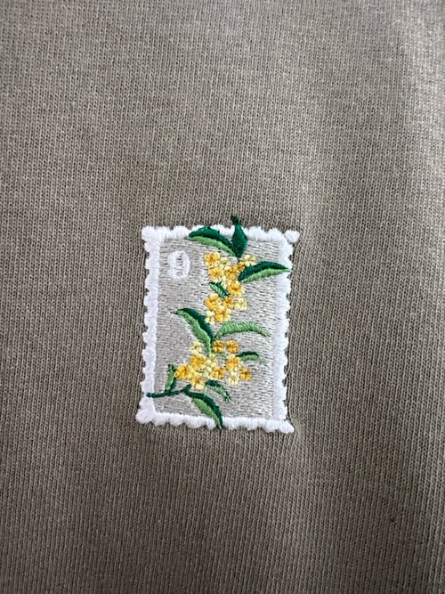 【金木犀の切手刺繍】