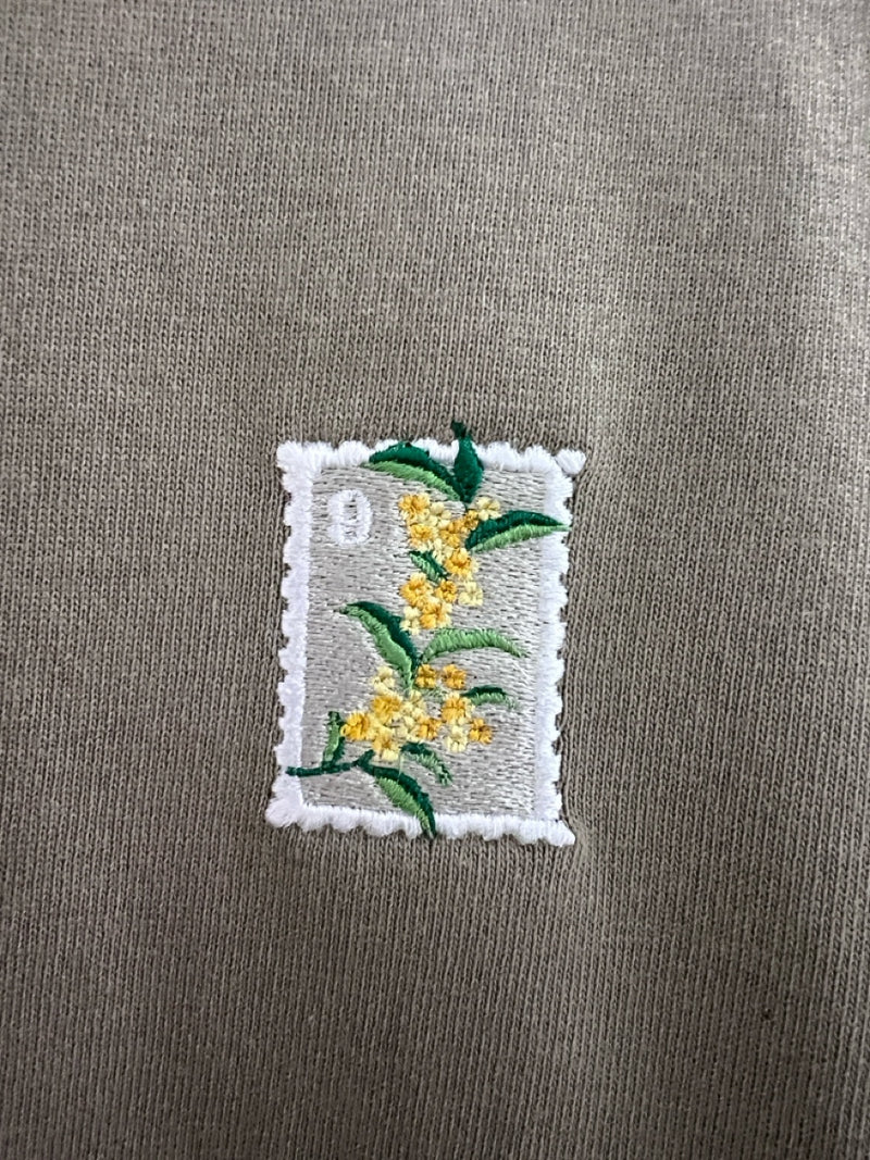 【金木犀の切手刺繍】