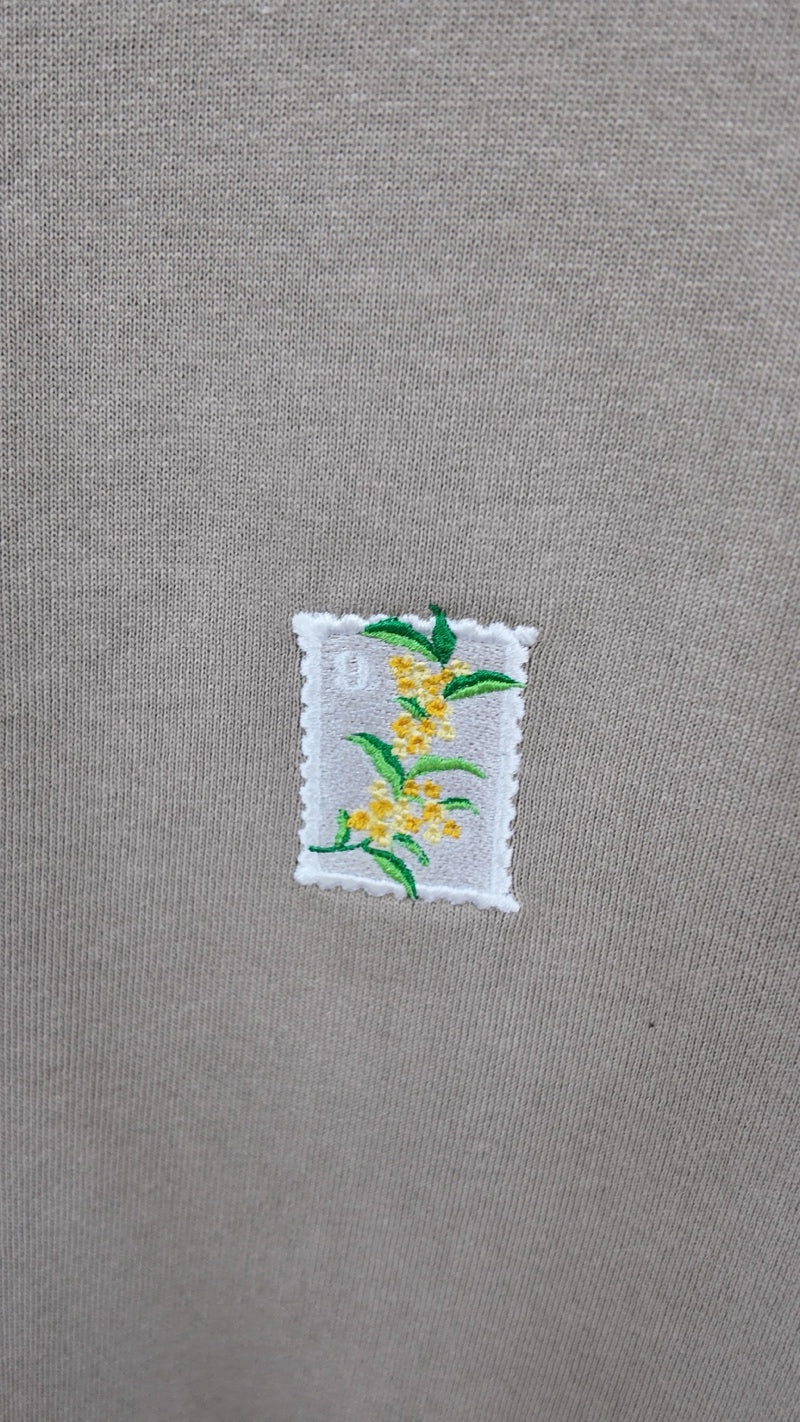 【金木犀の切手刺繍】
